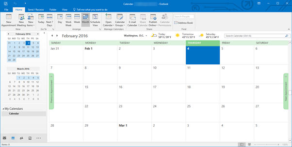 microsoft outlook 2016 calendar