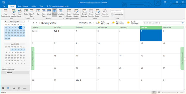 How to Use the Calendar in Outlook 2016