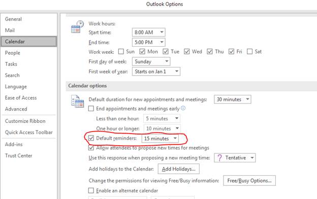 how to change default calendar in outlook for mac