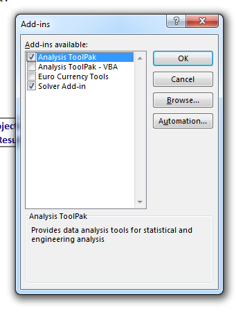 add analysis toolpak excell