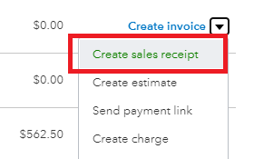 Other Actions in Sales Receipt, Help