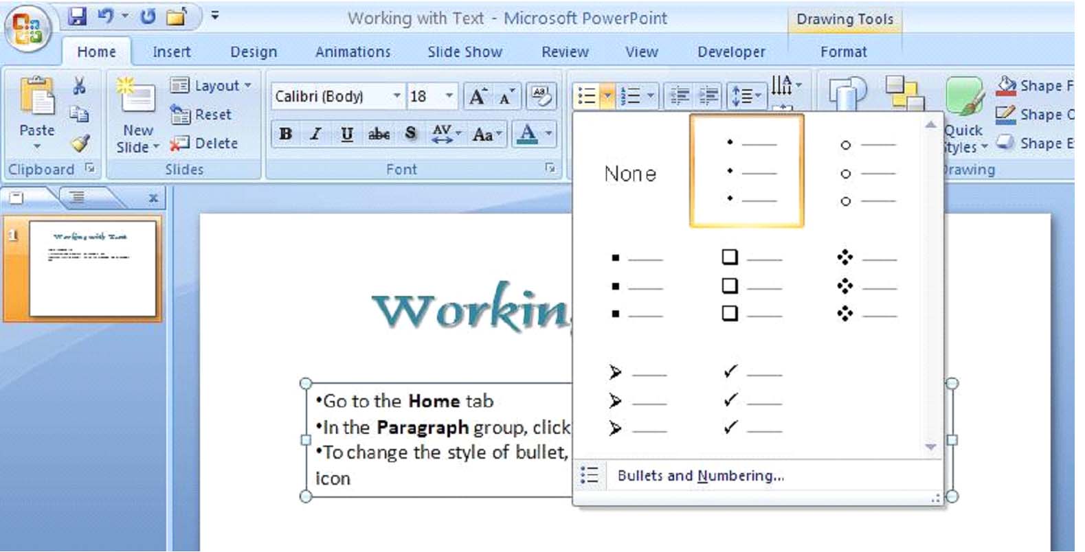 How To Work With Text In Powerpoint 07 Universalclass