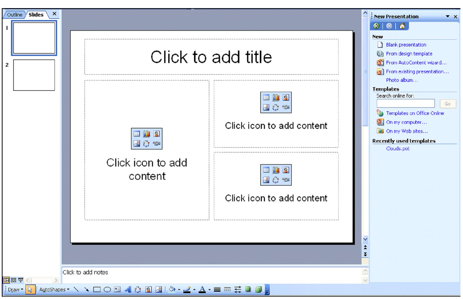 the format of presentation created in ms powerpoint 2003
