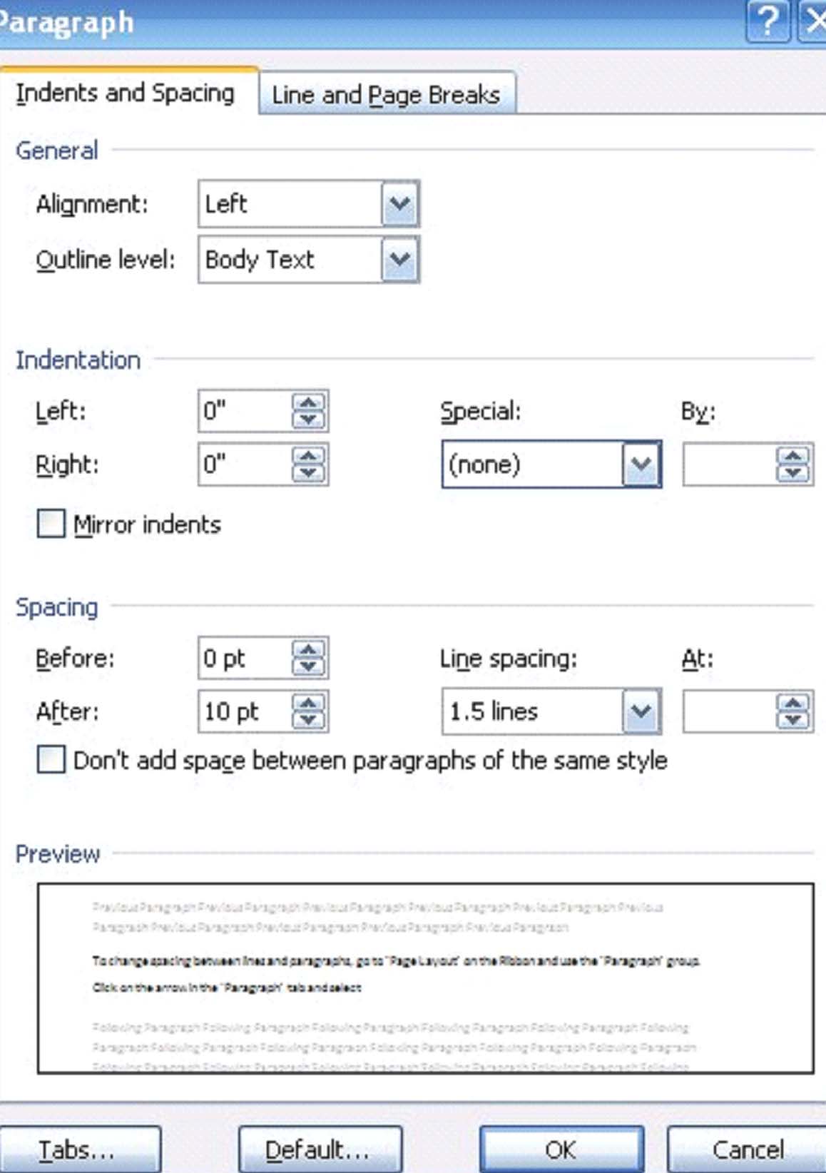 change spacing between lines in word 2007