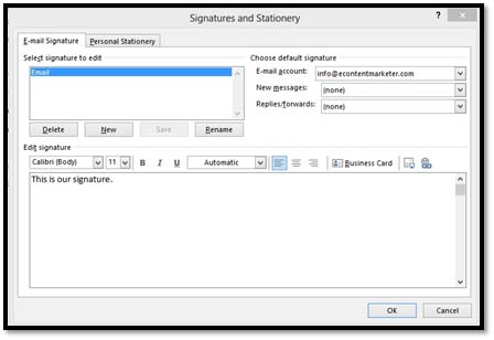 add signature to outlook 2010 email