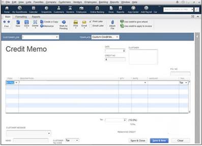 create credit memo in quickbooks