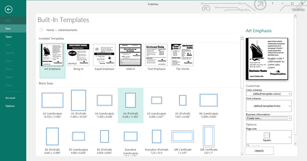 Manipulating and Working with MS Publisher 2016 Templates